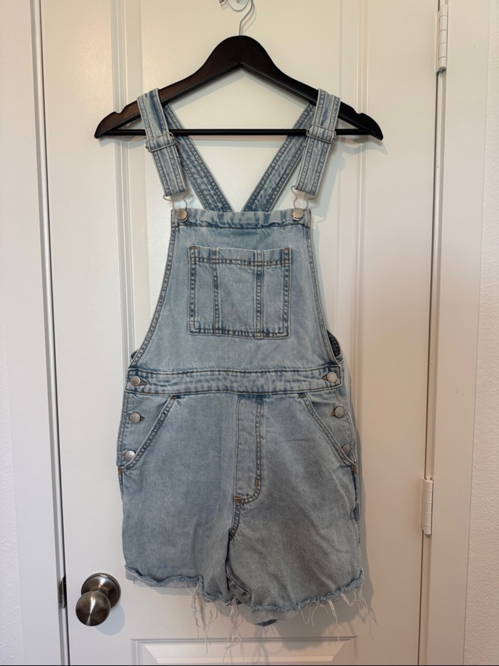 90s Summer Light Wash Denim Short Overalls